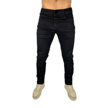 Imagem de calça jeans masculina slim caqui com lycra sarja com 4  bolso tradicio