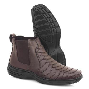 Imagem de Botina Masculina Escamada Couro Infantil e Adulto Passeio Trabalho Cas