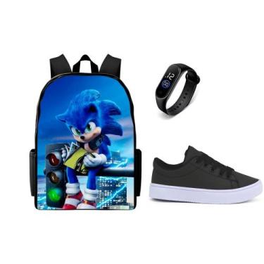 Imagem de Mochila Escolar masculina Mais Tenis Casual E Relogio Digital Top Led 