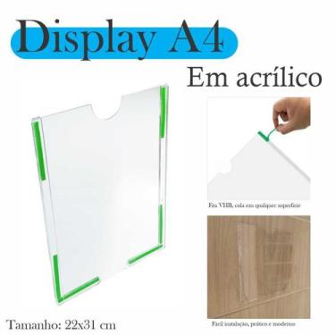 Imagem de 10 Display Parede Quadro Avisos Porta Folha A4 Acrílico Vert - Indústr