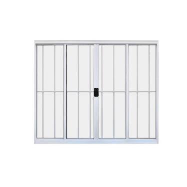 Imagem de Janela 4 Folhas De Correr C/ Grade 1,00 X 1.20 Alumínio Brilhante Linha Modular - Hale