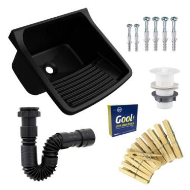 Imagem de Tanque de Plastico p/ Lavar Roupa 23L + Sifão + Veda Rosca + Grampo Ro