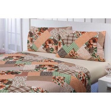 Imagem de Jg LENÇOL QUEEM  4Peças 198x158x33 Percal 180fios Patchowork - THAIS E