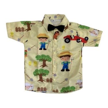 Imagem de Camisa Infantil Fazendinha Social E Gravata - Pequenos Encantos Baby, 