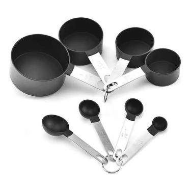 Imagem de Kit Medidor 8 Peças Gourmet Colher Copo Aço Inox - DOLCE HOME