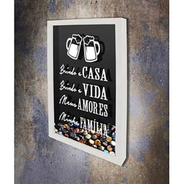 Imagem de Quadro Porta Tampinhas Brindo a Casa - Quadro Novo, Branco, 30x40