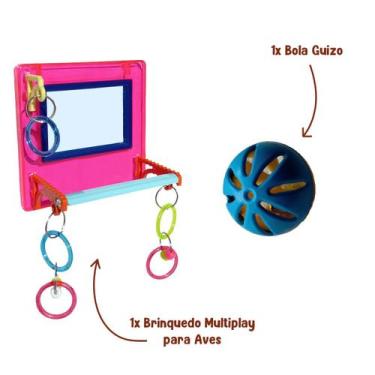 Imagem de Brinquedo Multiplay Diversão Playground c/ Poleiro Espelho Bird Toy + 