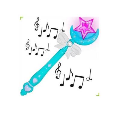 Imagem de Brinquedo Varinha Mágica Azul Encantada Luz E Som Fada - Arktoys