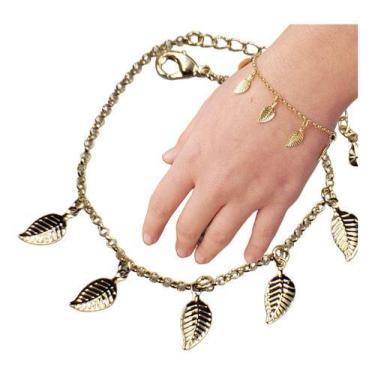 Imagem de Pulseira Feminina Folhas Semi Joia Banhada A Ouro 18 K - C2Cam