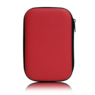Imagem de Bolsa de transporte para disco rígido, bolsa de armazenamento, bolsa de transporte universal compatível com Western Digital WD Elements Seagate, estojo de viagem à prova de choque EVA de 6,3 cm (vermelho)
