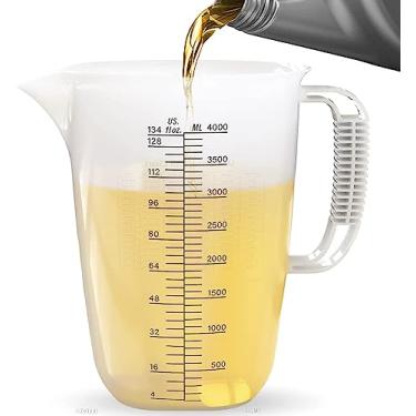 Imagem de WhiteRhino Jarra de medida de 3,8 litros, tabela de conversão dos EUA, copo medidor de plástico extra grande - grau alimentício forte, jarra de mistura graduada para gramado, produtos químicos de piscina, hobbies domésticos, óleo de motor e fluidos