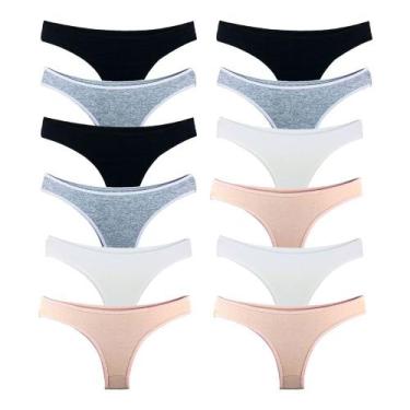 Imagem de Kit 12 Calcinhas Fio Dental Algodão Cotton Básica Lisa Lingerie - Try 