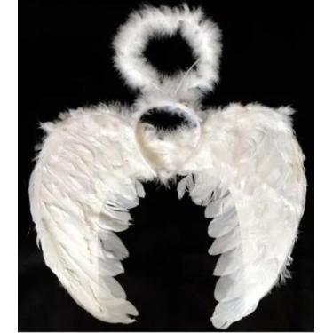 Imagem de Asa De Anjo E Aureola Branca Infantil Carnaval Festas Eventos - CM Pre