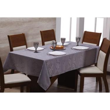Imagem de Toalha para Mesa de 12 lugares Tecido Jacquard - Cinza - Rulidry Enxov