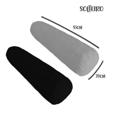 Imagem de Kit 02 Capas para Rolo de Cabeceira Solteiro 85x20cm Cinza e Preto Arr