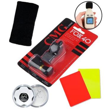 Imagem de Apito Fox 40 + Moeda Juiz Futebol + Munhequeira e Cartão 