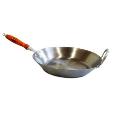 Imagem de Frigideira Aço Carbono 2mm Cabo Madeira Fritura 2300ml 30cm - Jamar