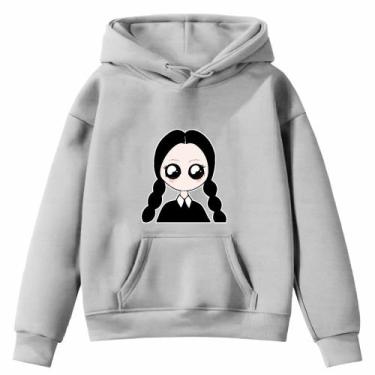 Imagem de Moletom Infantil Wandinha Fofa Pequena Desenho Infância Bolso Canguru 