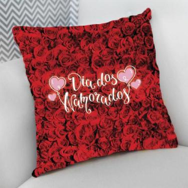 Imagem de Almofada Decorativa Cheia c/ Zíper 40x40 Presente Rosas Dia dos Namora