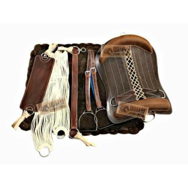 Imagem de Sela Basto Marrom Montaria Completa  10x peças Cavalo rodeio - SELARIA