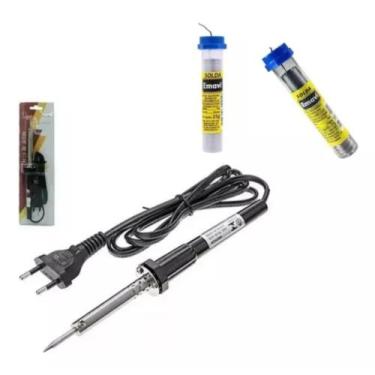 Imagem de Kit Ferro De Solda 220v 60w + Solda Estanho Emavi 25g - Império