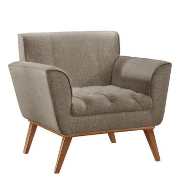 Imagem de Poltrona Lyz Luxo Madeira Maciça Castellar Móbile, Linho Cappuccino