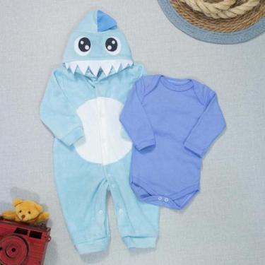 Imagem de Macacão para Bebês em Plush Tubarão Azul e Body Era Uma Vez, Tubarão a