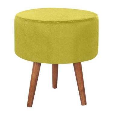 Imagem de Puff Puf Redondo Pes Palito 44x40cm Suede Amarelo MPassos - Passos Móv