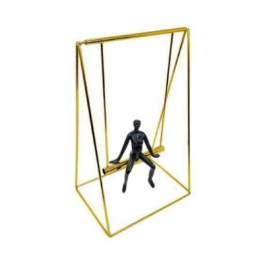 Imagem de Escultura Decorativa Balanço Menor Metal Dourado Luxo - LUXdécor