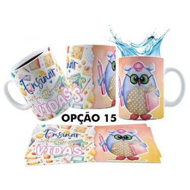 Imagem de Caneca 325ml Aquarela Corujinha Dia Dos Professores - LARANJA E MIMOS