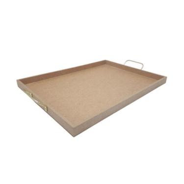Imagem de Bandeja Retangular Lisa Simples com Alça 40x30x2,5 Kit 3un Mdf 6mm Mad