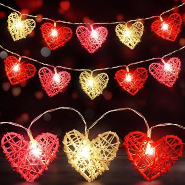 Imagem de Bateria String Lights Hiboom Valentines Heart 24 LED de 5 m