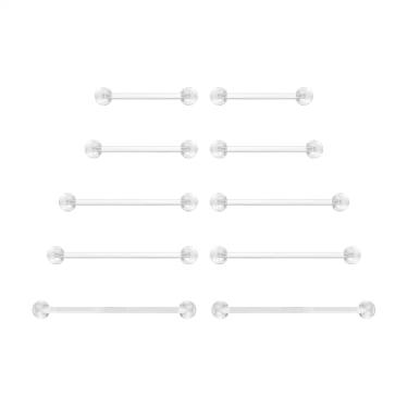 Imagem de 6ixGosh 14G Bioflex flexível acrílico barra reta piercing corporal joias anéis de língua barbells piercing retentor de mamilo para trabalho, gravidez, ressonância magnética, cirurgia e mais, 12 mm a