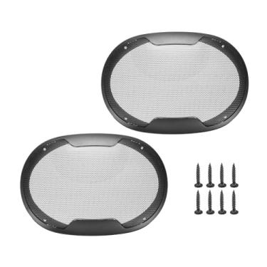 Imagem de uxcell 2 peças 15.2 cm x 23 cm grade de alto-falante decorativa oval Woofer Guard protetor protetor peças preto