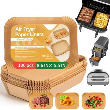 Imagem de Forro de papel descartável Air Fryer, 100 peças de pergaminho de grau alimentício, para Ninja DZ201 DZ401, acessórios de fritadeira de ar duplo Ninja Foodi