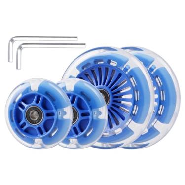 Imagem de Gladeer 4-Pack Light Up Scooter Wheels - 120mm & 80mm White LED Replacement Wheel for Micro Mini Maxi Lascoota 3-Wheel Kick Scooter (Blue)