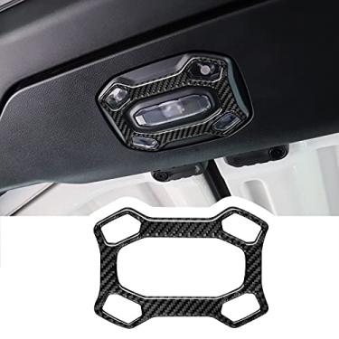 Imagem de RUIANTE Compatível com lâmpada de teto de carro de fibra de carbono tampa do painel de luz adesivo decoração acessórios interiores para Jeep Wrangler JL JLU 2018 2019 2020 2021 (1 peça preta)
