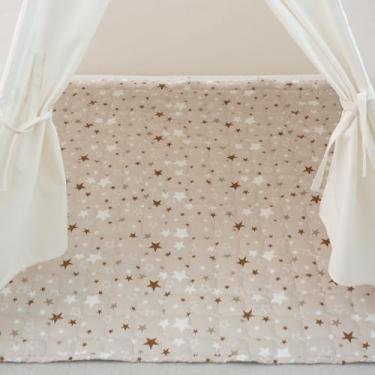 Imagem de TreeBud Tapete Acolchoado Para Barraca De Brincar Infantil, Tapete Antiderrapante Para Atividades Para Bebês, Tapete Para Brincar De Tenda Para Bebês (Gary - Estrela, 47,3" X 47,3" - Quadrado)