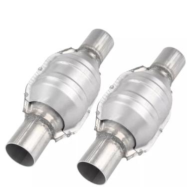 Imagem de KAX Conversores catalíticos, 2 peças de conversor catalítico de 6,35 cm aprovado pela EPA universal e porta do sensor O2 soldada para conversor catalítico redondo de alto fluxo 53005