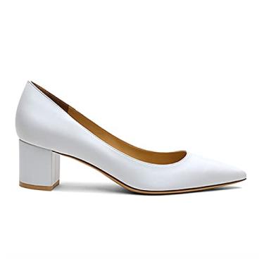 Imagem de Sapatos femininos de salto alto grosso, salto baixo, bico fechado, bico fino, grosso, salto alto, sapatos de casamento