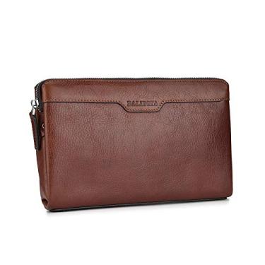 Imagem de Bolsa de mão masculina de couro genuíno tipo carteira, bolsa organizadora de cartões de visita..., Brown-02, One size