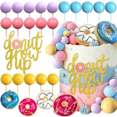 Imagem de Donut Grow Up Cake Topper Baby Sprinkle Decorations Macaron Balls Donut Mini Donut Cupcake Topper for Birthday Baby Shower Party Supplies