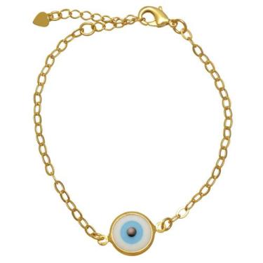 Imagem de Pulseira de Olho Grego Solitário Folheada em Ouro 18K Softjoias