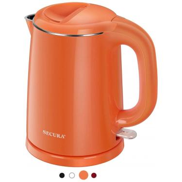 Imagem de Chaleira Elétrica 1L em Aço Inoxidável com Desligamento Automático e Proteção Contra Fervura, 110v, SECURA SWK 1001DO, Laranja
