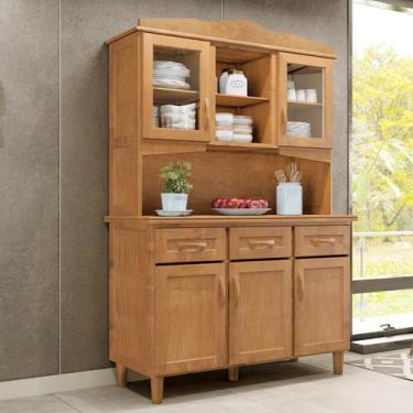 Imagem de Armário Cristaleira 5 Portas 3 Gavetas Freijó Brasil Madeira Pinus - C