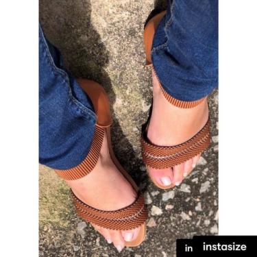 Imagem de Sandália Feminina Rasteira Rasteirinha Ortopédica Com Elástico  - Sand