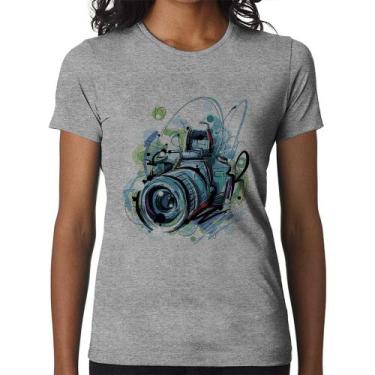 Imagem de Baby Look Câmera Fotográfica - Foca na Moda, Cinza, M