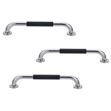Imagem de Barra de Apoio 30cm Inox Suporte Antiderrapante Kit 3 unidades Banheiro Box Idoso Gestante Criança Cadeirante Acessibilidade