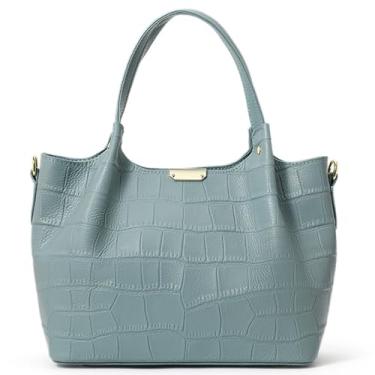 Imagem de AIDRANI Bolsa feminina de couro de crocodilo, bolsa de couro bovino curtida com vegetais, bolsa feminina 2025, bolsa de ombro, Verde