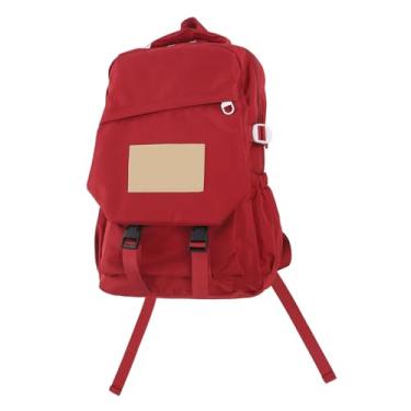 Imagem de Mochila para Laptop, Mochila de Nylon Estilo Casual, Bolsa Escolar Leve Com Vários Bolsos, Mochila para Laptop de Viagem de Grande Capacidade (Vermelho)
